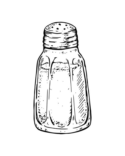Hand Drawn Salt In A Salt Shaker Vector Illustration In Sketch Style