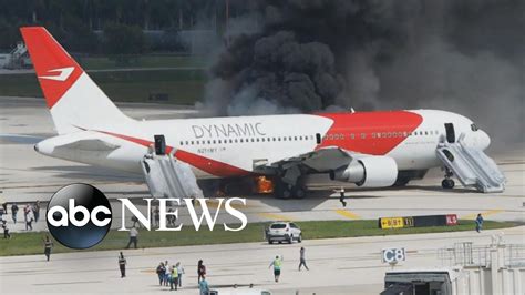 Plane Bursts Into Flames Before Takeoff Youtube