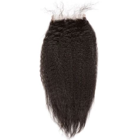 X Kinky Straight Lace Closure Brazilian Remy Hair Natural Black Human Hair Pre Plucked With