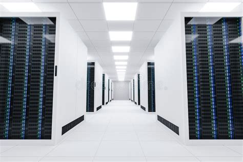 Server Room Of A Futuristic Data Center 3d Render Stock Illustration