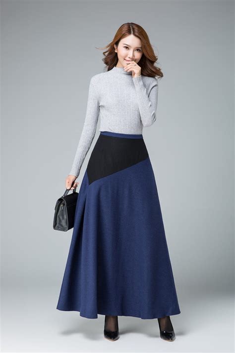 Grey Wool Skirt Wool Skirt Winter Skirts For Women A Line Etsy