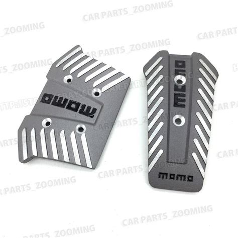 2 Pcs At Universal Racing Non Slip Silver Metal Automatic Car Pedals