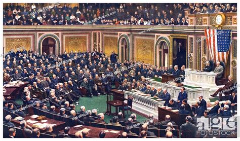 President Woodrow Wilson Addresses Congress To Declare War On Germany