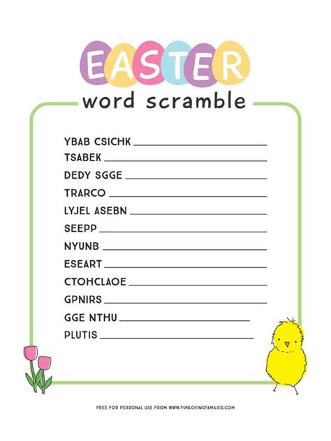 Easter Word Scramble Printable Fun Loving Families
