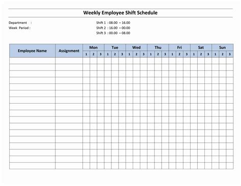 Weekly Employee Work Schedule Template Doctemplates