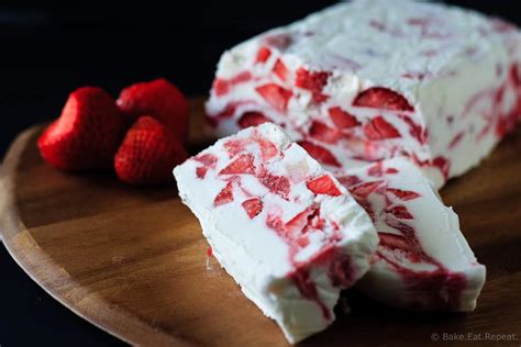 With an offset spatula, spread the strawberry yonanas into an even layer to remove terrine: Strawberry Yogurt Terrine Recipe