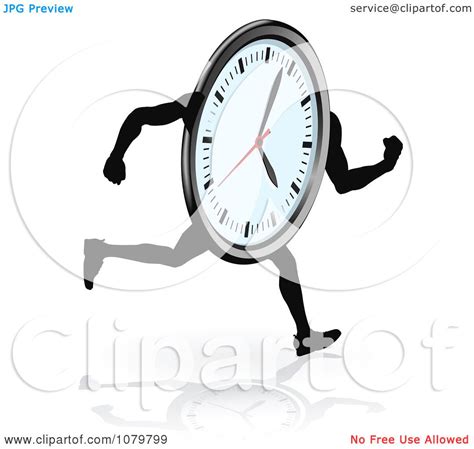 Clipart Running Clock And Reflection Royalty Free Vector