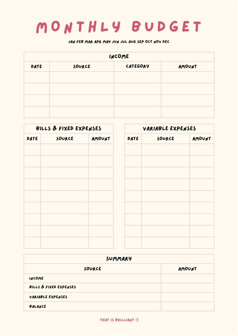 Monthly Budget Planner Template Free Aesthetic Minimalist Finance