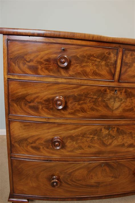 Antique Victorian Mahogany Bow Front Chest Drawers 241119