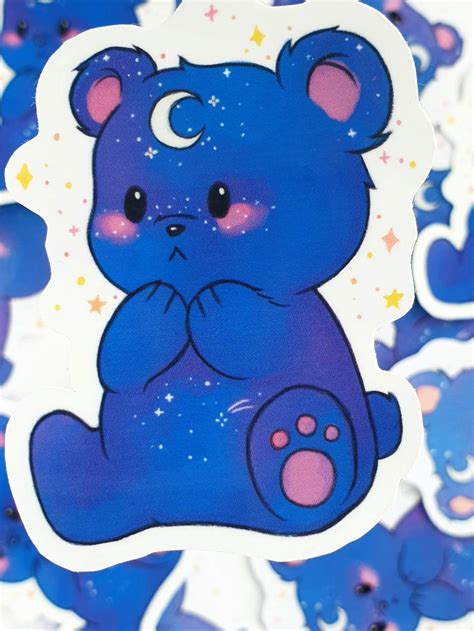 Cute Vinyl Moon Bear Sticker Cute Stationary Sticker Etsy