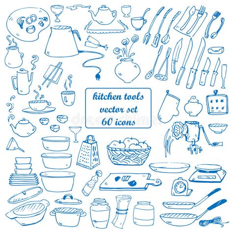 Kitchen Tools Vector Doodles Stock Vector Illustration Of Knife