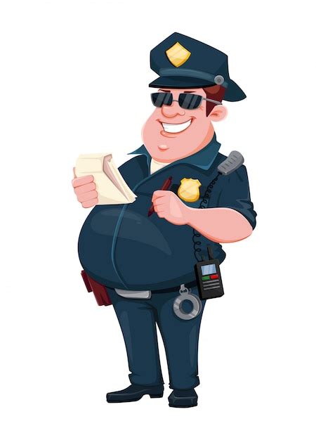 Oficial De Policía Personaje De Dibujos Animados Divertido Vector