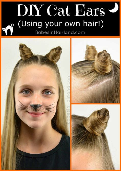 Diy Cat Ears Using Your Own Hair From Halloween