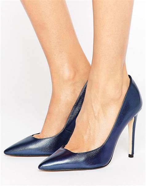 Dune Pointed Toe High Heel Court Shoe In Navy Blue Lyst
