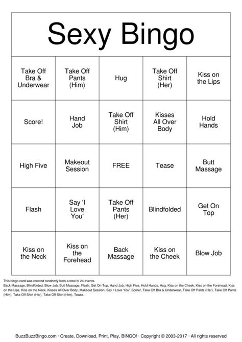 Sexy Bingo Bingo Cards To Download Print And Customize