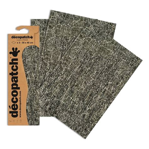 Decopatch Black Crackle Paper 3 Sheets Hobbycraft