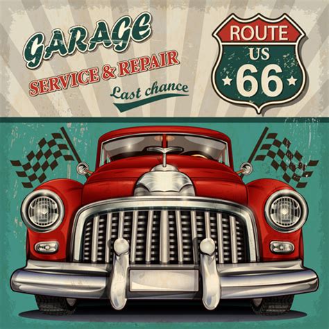 Car Posters Vintage Style Vector Material 01 Vector Car Vector Cover