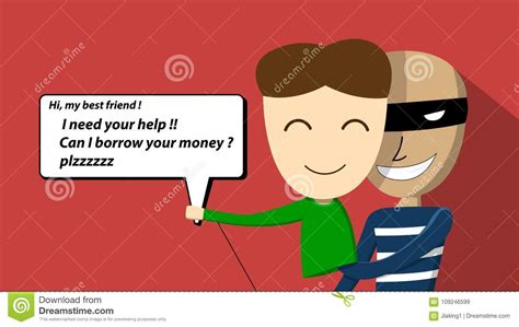 Scammer Try To Scam Victim By Chatting Vector Art Stock Vector