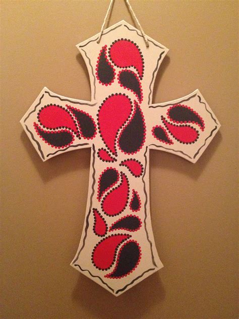 Hand Painted Cross With Paisley Door Hanger Cruz