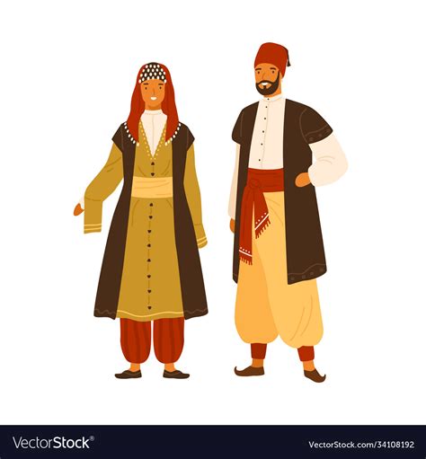 Turkish Man And Woman In National Costume Vector Image