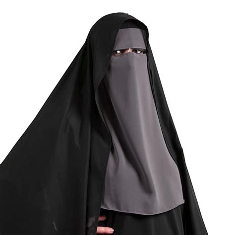 Ninja Niqab Einlagig Grau Muslim Burka Khimar Islamische Kleidung 11 3006 Amazonde