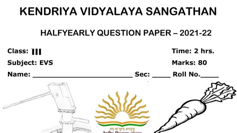 KVS Class 3 EVS Half Yearly Exam Sample Question Paper For Kendriya