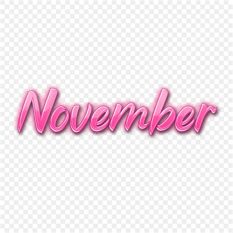 Month Lettering Hd Transparent November Month Pink Calligraphic