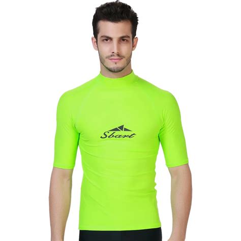 Sbart Men Good Quality Tight Short Sleeve Rashguard Split Wetsuit