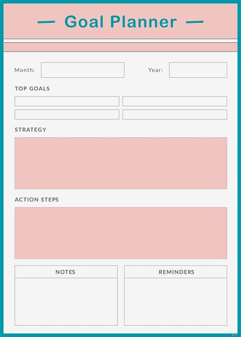 goal planner template  adobe photoshop illustrator