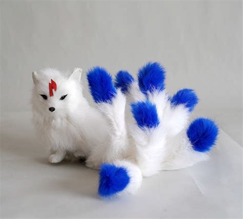 New White Nine Tails Fox Model Plasticandfur Real Life Blue