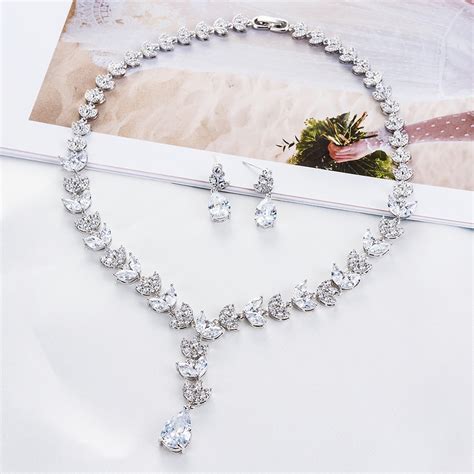 Wedding Cubic Zirconia Necklace And Earring Sets 1JJ050945S