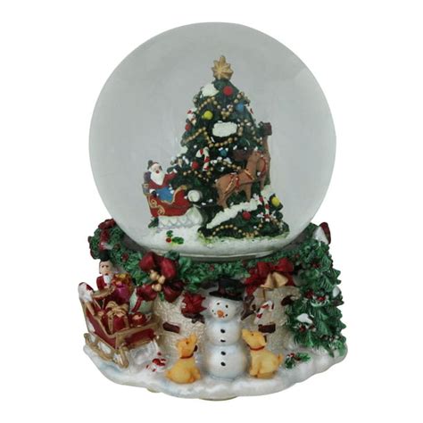 675 Christmas Tree And Santa Claus Musical Snow Globe
