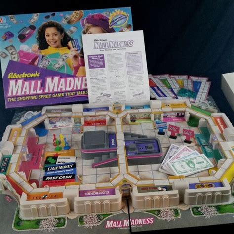 Mall Madness Board Game Electronic Talking 1996 Blue Box 90s Milton
