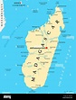 Madagascar Mappa Politico con capitale Antananarivo i confini nazionali ...