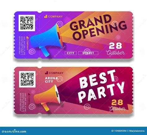 Grand Opening And Party Invitation Tear Off Flyer Templates With