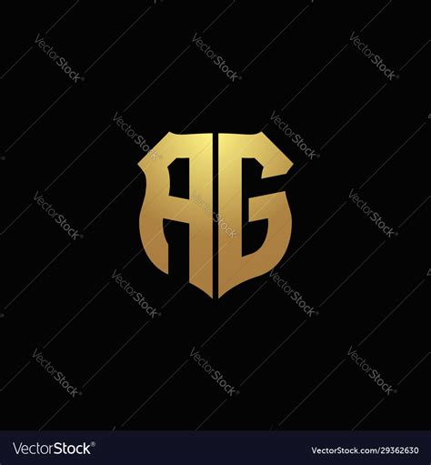 Ag Logo Monogram With Gold Colors And Shield Vector Image