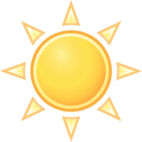 Vector Drawing Of Color Weather Forecast Icon For Sunny Sky Public