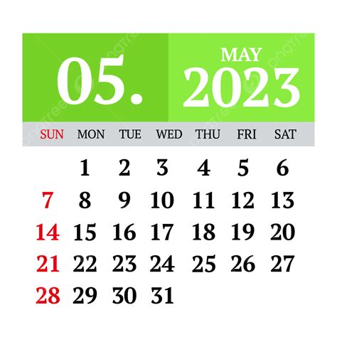 Modern Style May 2023 Calender Transparent Background And Vector