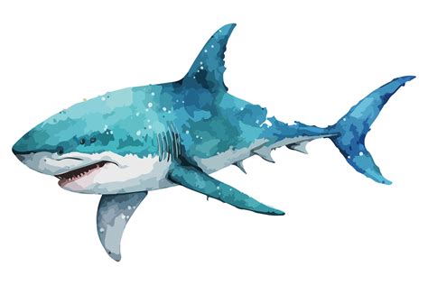 Watercolor Shark Vector Illustration Graphic By BreakingDots Creative