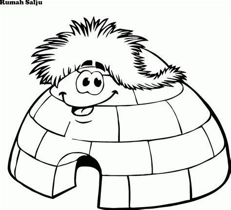 gambar mewarnai igloo rumah salju versi kartun contoh