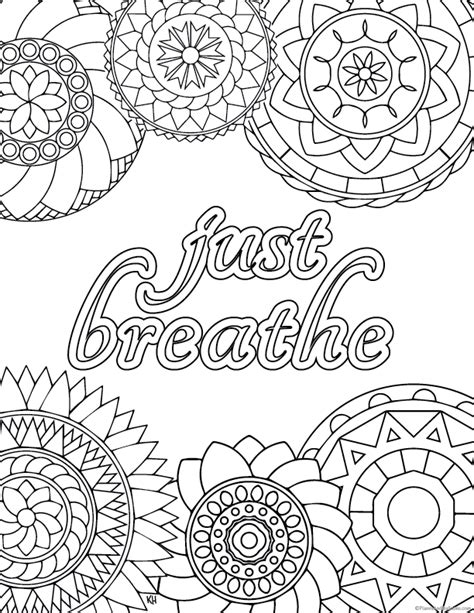 It is often repeated patterns, coloring style known for its soothing properties. Just Breathe Coloring Page - Free Printable Coloring Pages ...