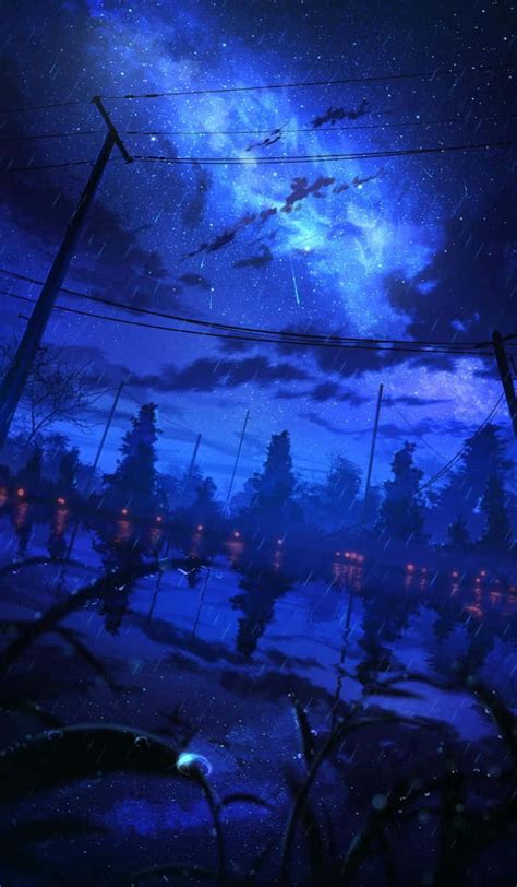 download night anime rainy sky wallpaper