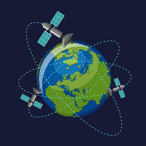 Satellites Orbiting The Planet Earth 669607 Vector Art At Vecteezy