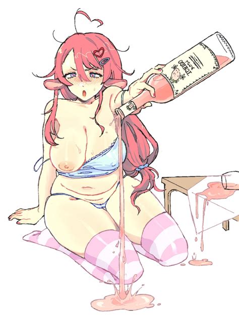 Rule 34 Alcohol Alcoholic Drink Blush Blushing At Viewer Breast