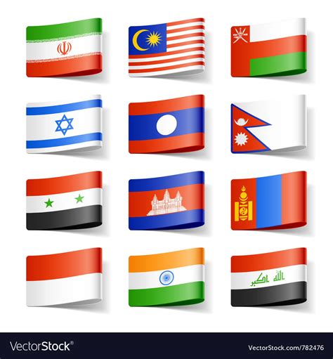 Asia Flags Royalty Free Vector Image Vectorstock