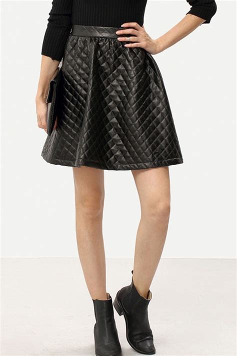 Black Pu Leather A Line Skirt