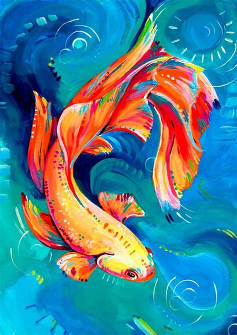 Betta Fish Art Print Fighting Fish Colorful Tropical Etsy Tropical