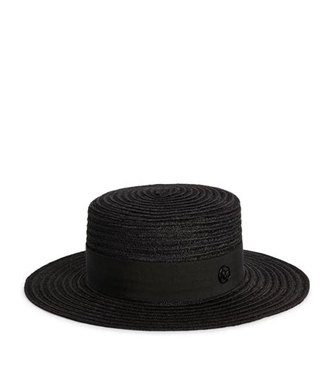 Maison Michel Black Straw Kiki Boater Hat Harrods Uk