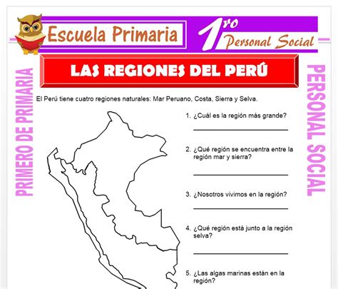 Las Regiones del Perú para Primero de Primaria Escuela Primaria