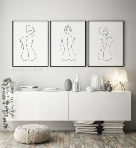 One Line Female Back Form Printable Minimalist Nude Woman Etsy
